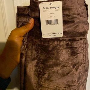 NWT Free People Velour Pants (Taupe)